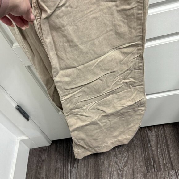 Anthropologie Utility Canvas Overalls Cream size xxs Wide Crop Leg - Picture 4 of 5